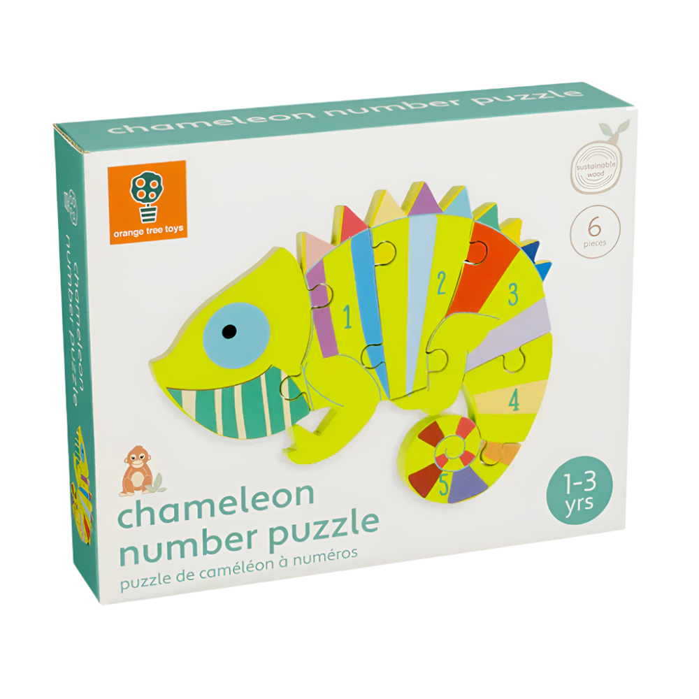 Orange Tree Toys Chameleon Number Wooden Puzzle