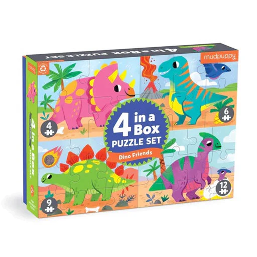 Mudpuppy Dino Friends - 4 in a Box Puzzle Set