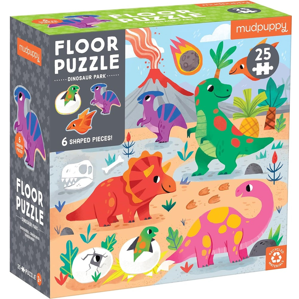 Mudpuppy Dinosaur Park 25 Piece Floor Puzzle With Shaped Pieces
