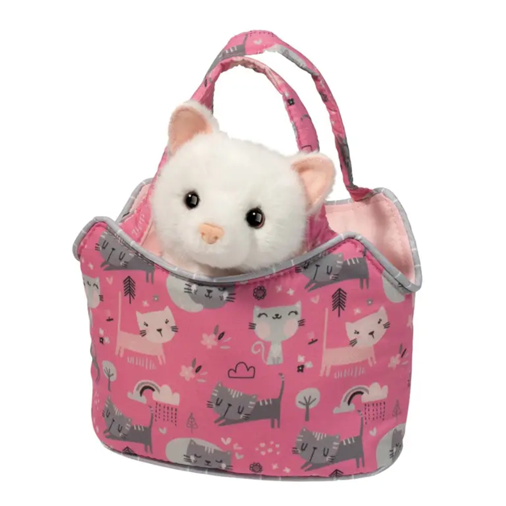 Douglas Sassy Pet Sak's Purr-fect Pals With White Cat - 6.5"