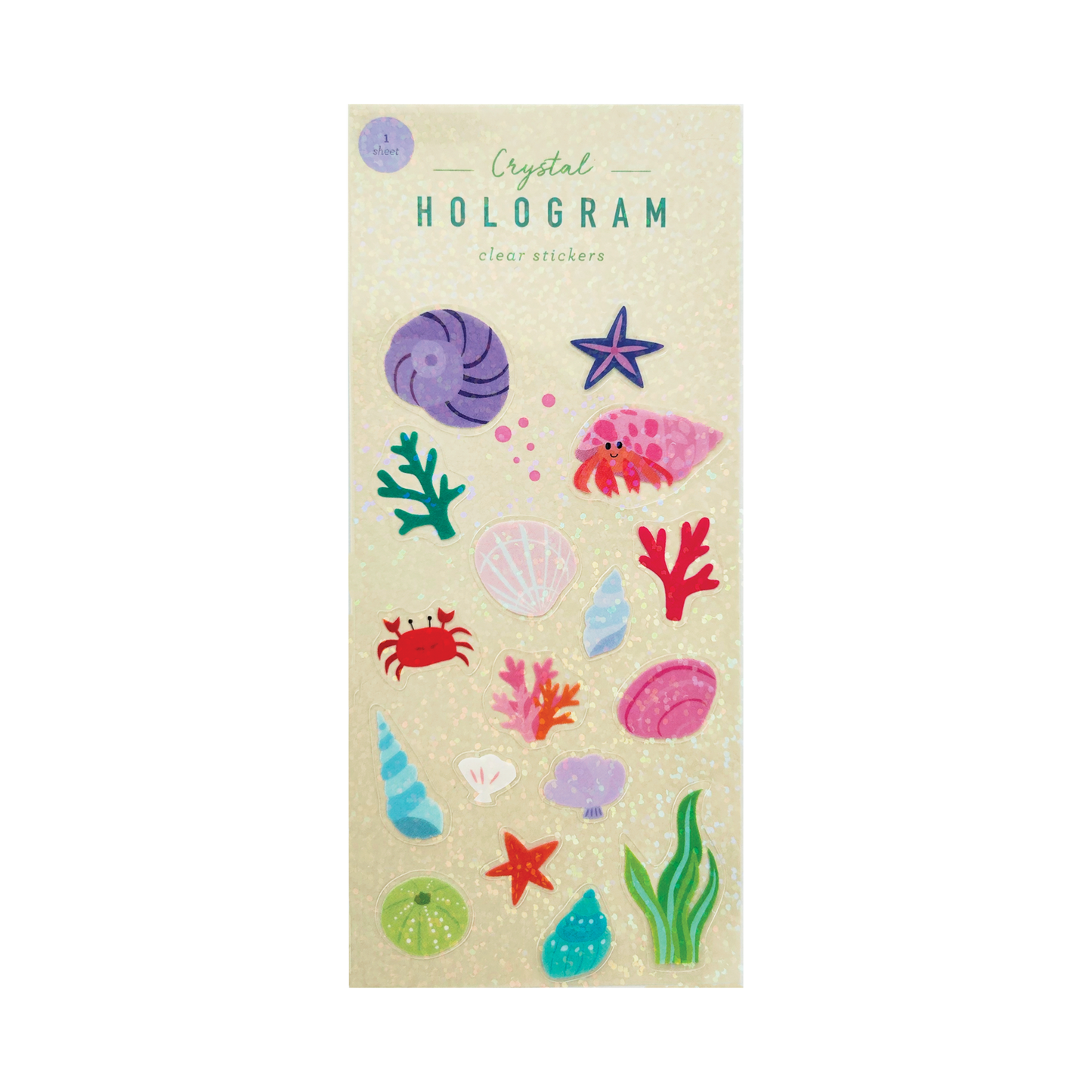 Girl of All Work Sea Shells Crystal Hologram Clear Stickers