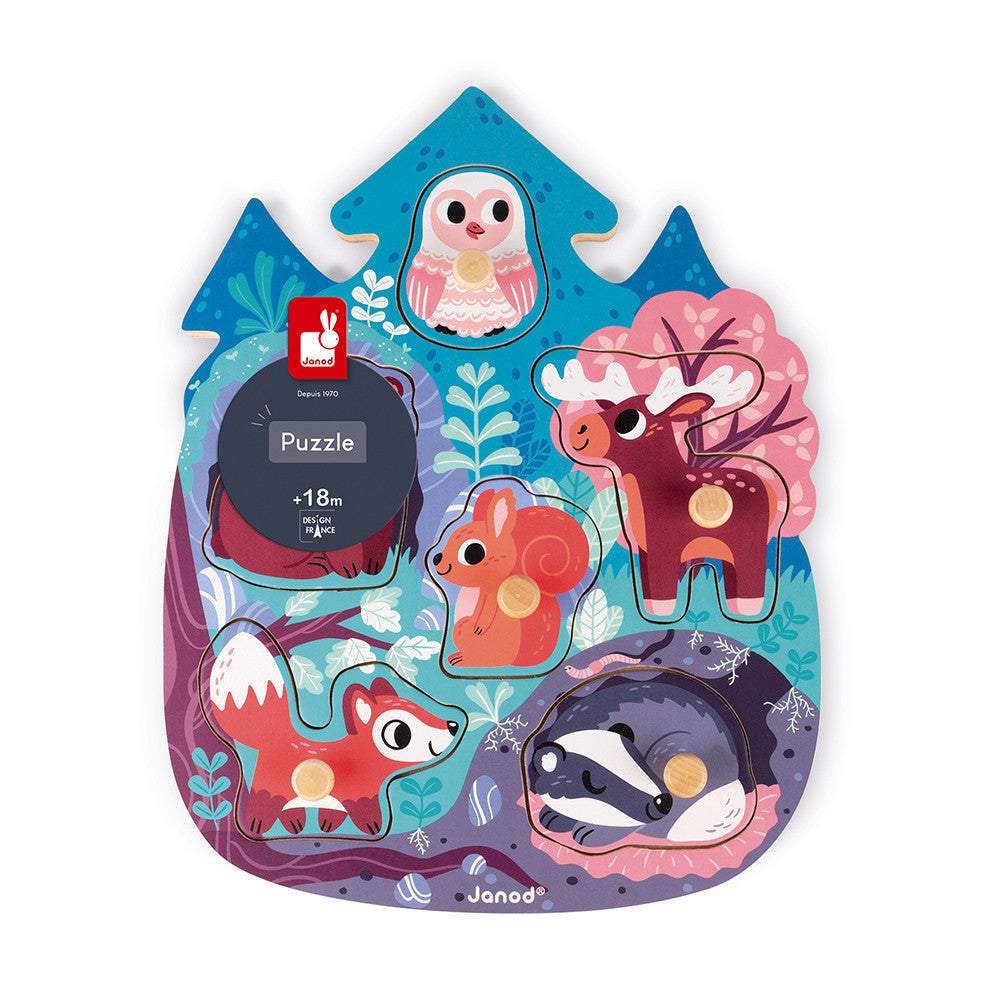 Janod Happy Forest Wooden 6 Piece Puzzle