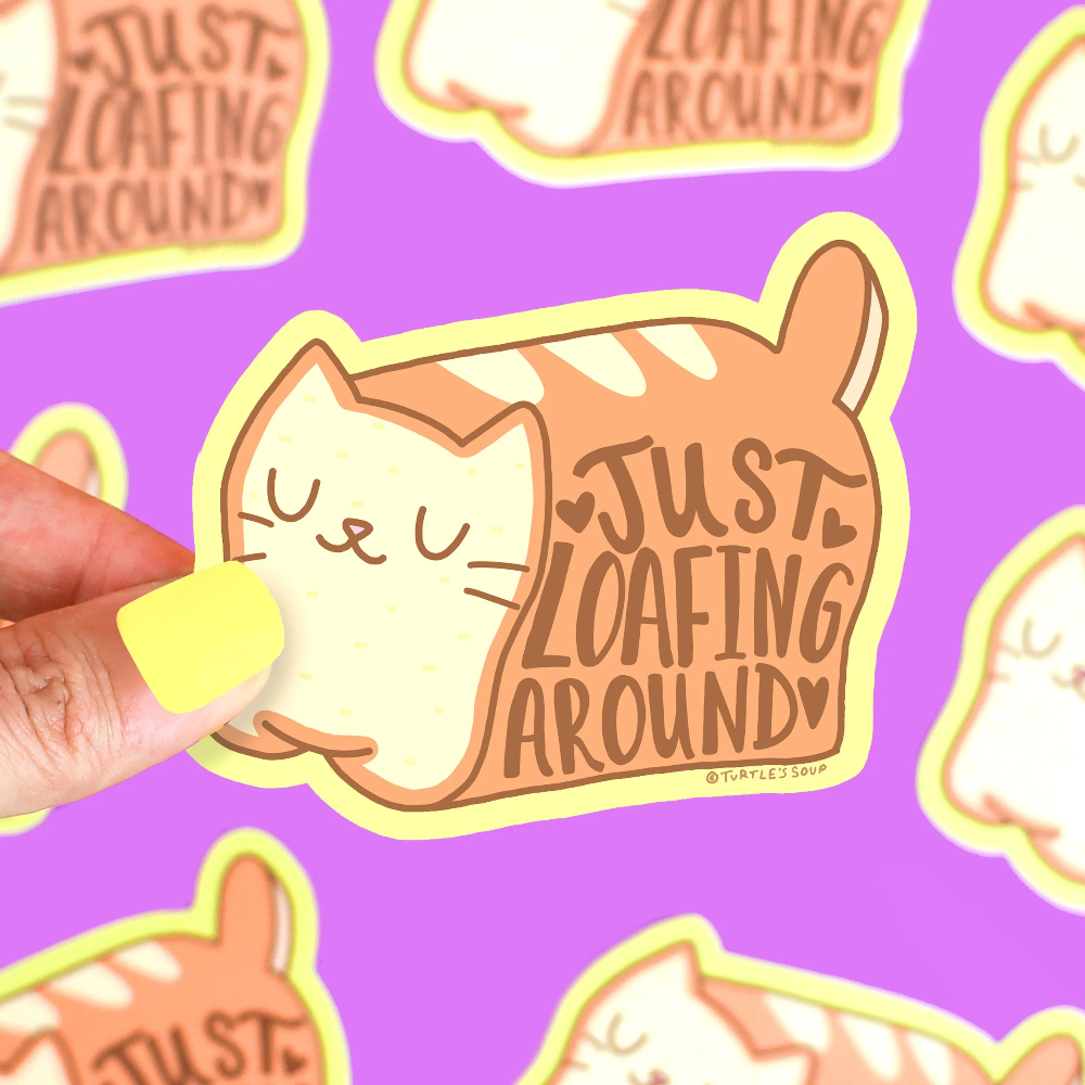 Turtle's Soup Just Loafing Around Kitty Vinyl Sticker