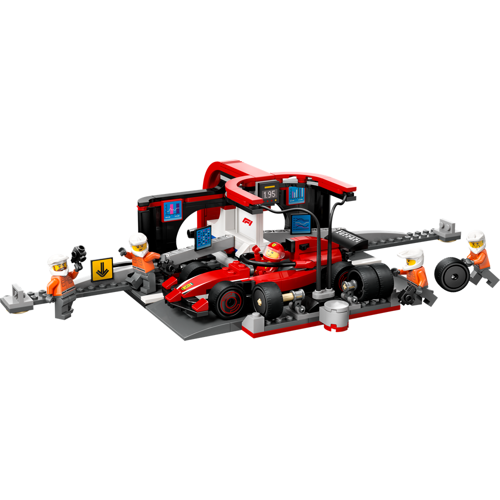 Lego City F1 Pit Stop & Pit Crew with Ferrari Car