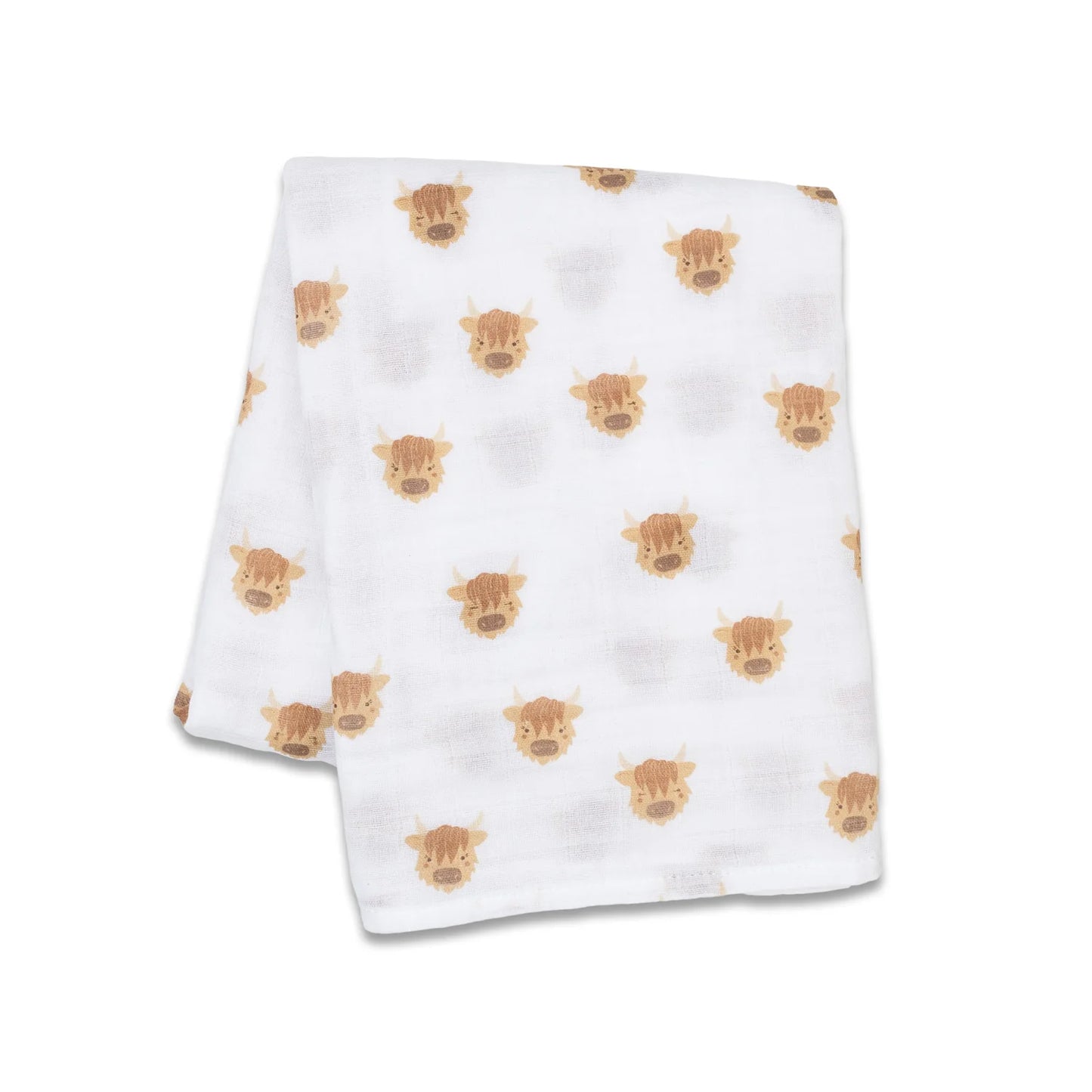 Lulujo Organic Cotton Large Muslin Swaddle Blanket - Highland Cows