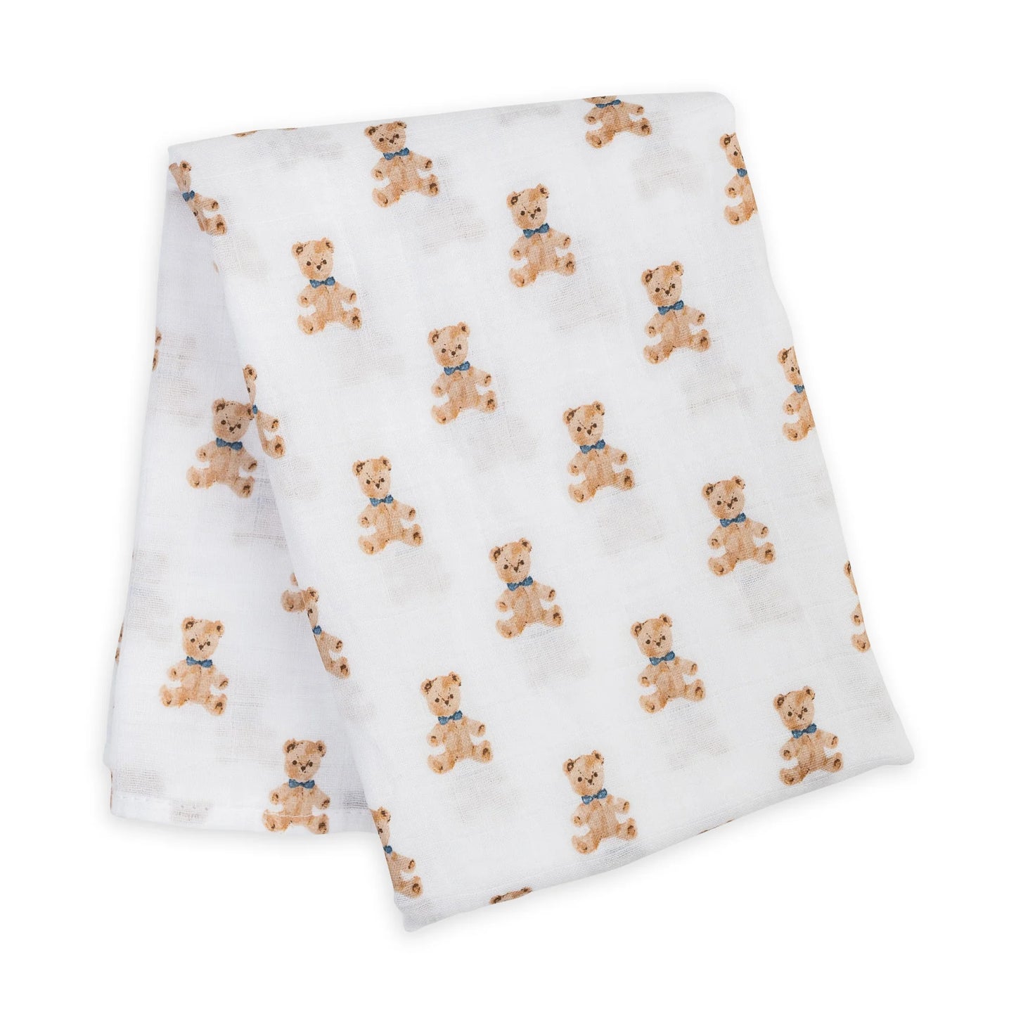 Lulujo Organic Cotton Large Muslin Swaddle Blanket - Vintage Bear