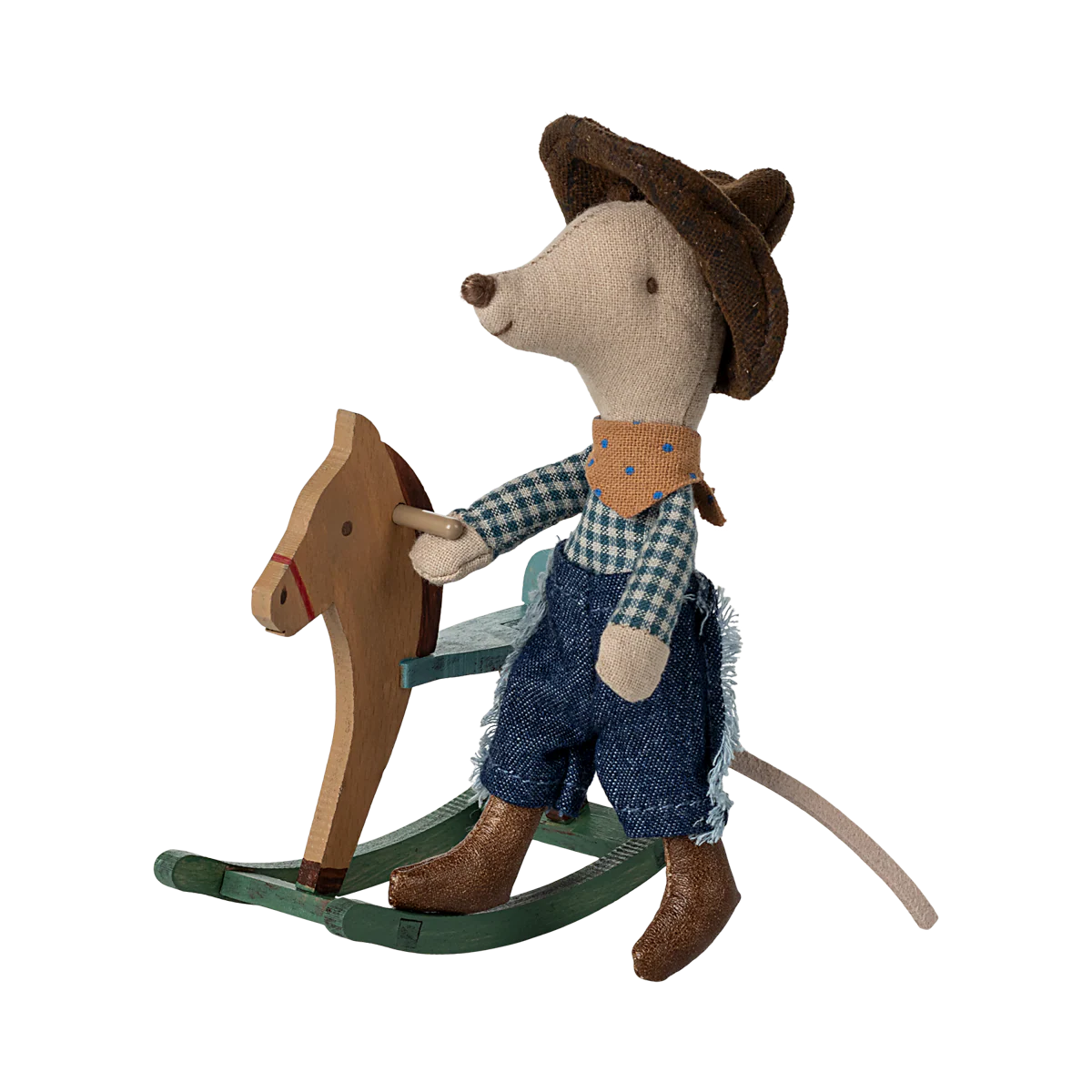 Maileg Cowboy Mouse On Rocking Chair - Little Brother