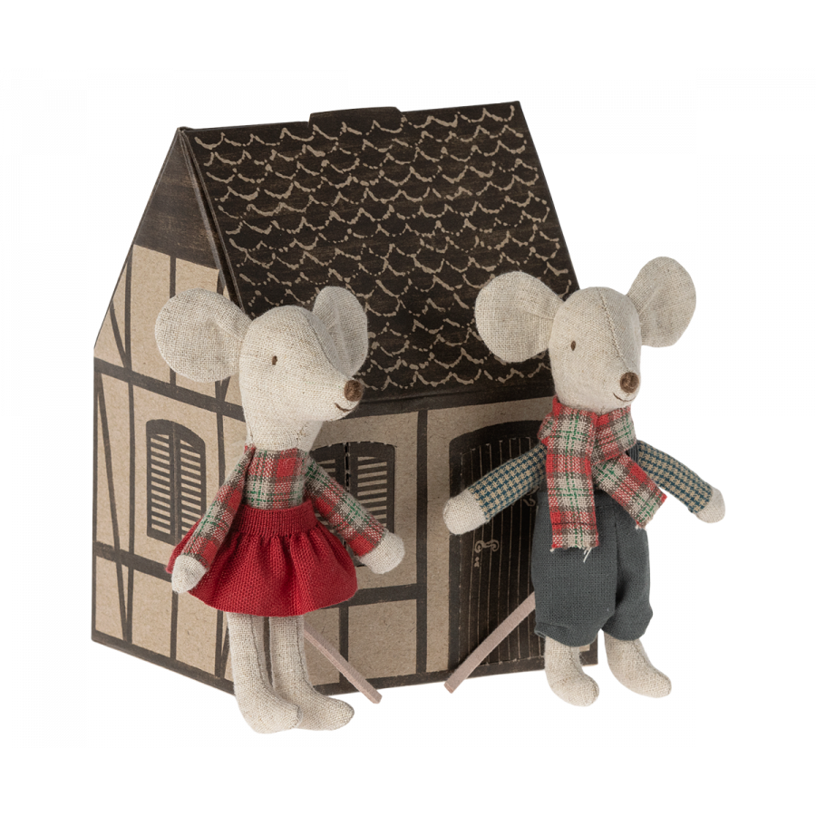 Maileg Little Brother and Sister Winter Mice Twins