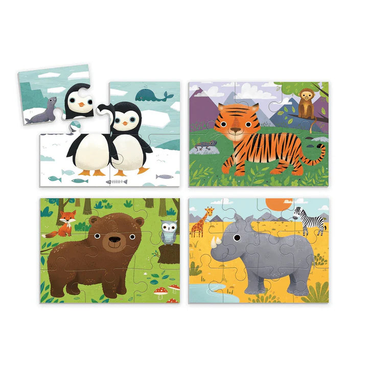 Mudpuppy Animals of the World - 4 in a Box Puzzle Set