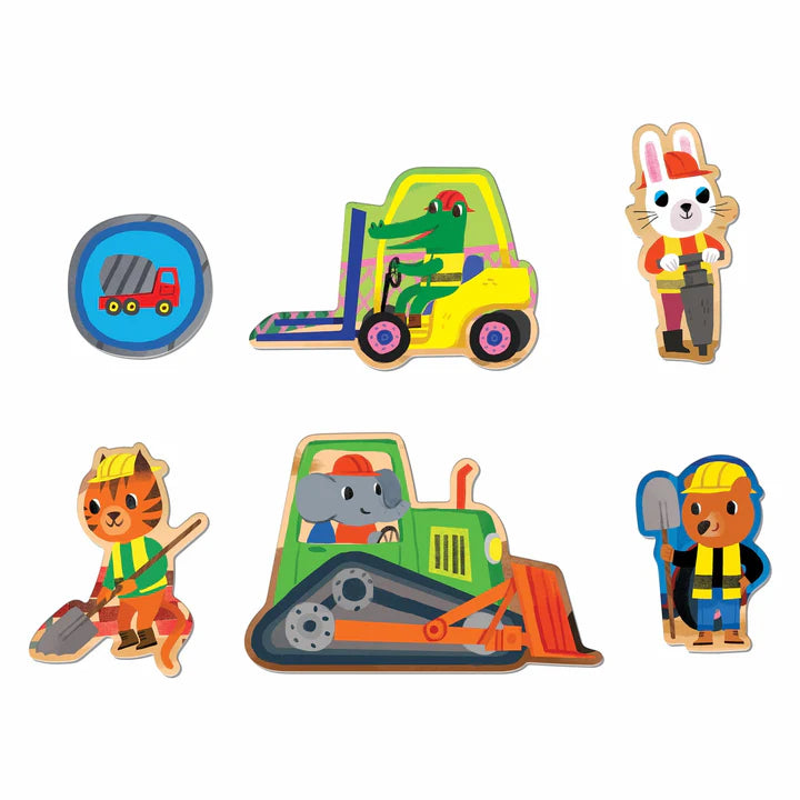 Mudpuppy Construction Site 25 Piece Floor Puzzle With Shaped Pieces
