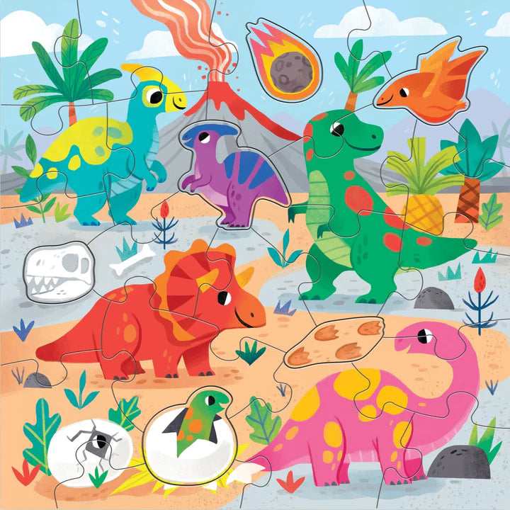 Mudpuppy Dinosaur Park 25 Piece Floor Puzzle With Shaped Pieces