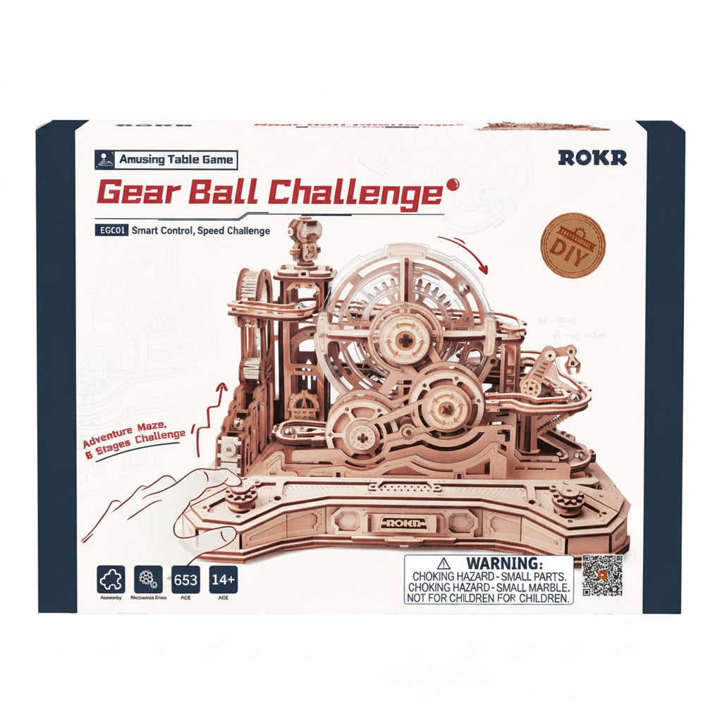 ROKR Wooden DIY 3D Puzzle - Gear Ball Challenge