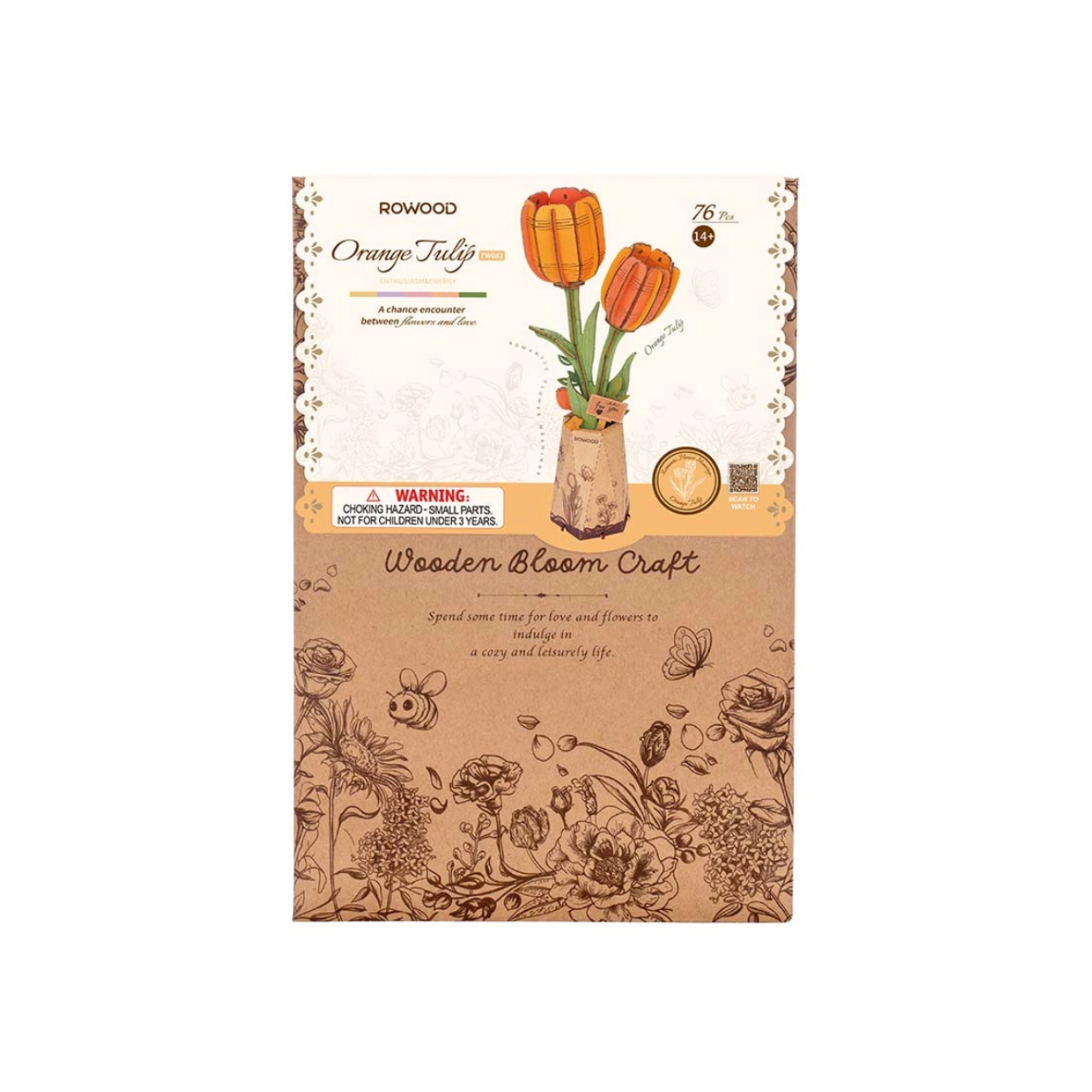 Rowood DIY Flower Puzzle - Orange Tulip