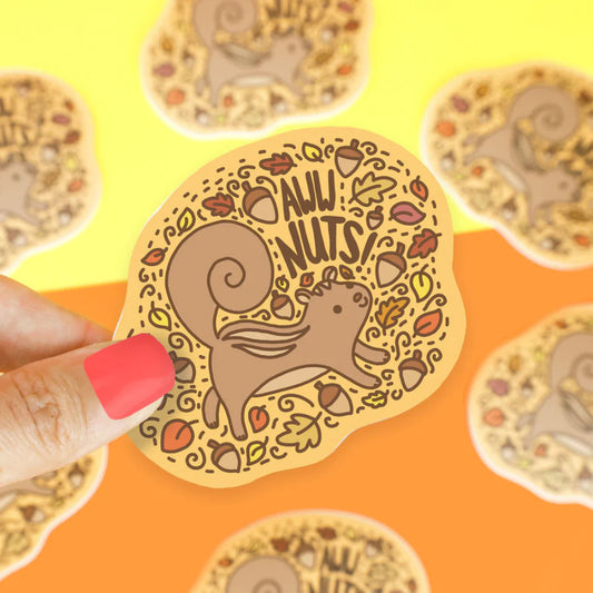 Turtle's Soup Aww Nuts! Squirrel Vinyl Sticker