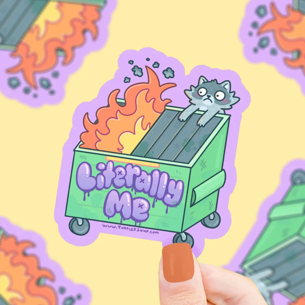 Turtle's Soup Dumpster Fire Raccoon Vinyl Sticker