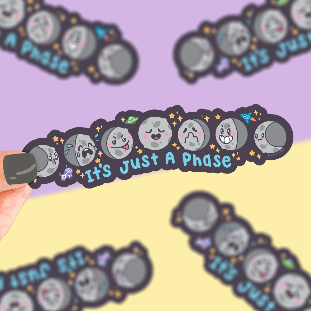 Turtle's Soup It's Just a Phase Moon Vinyl Sticker