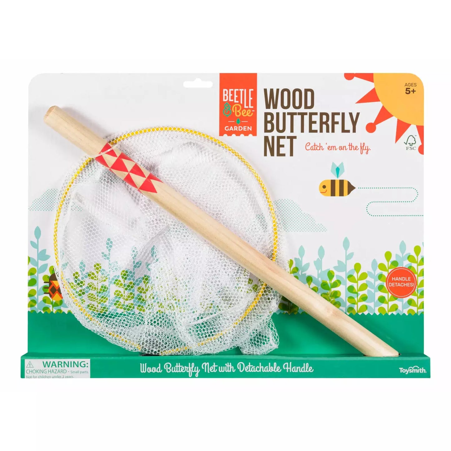 Beetle And Bee Wood Butterfly Net