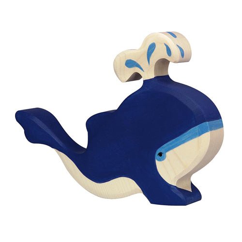Holztiger Wooden Blue Whale with Water Fountain