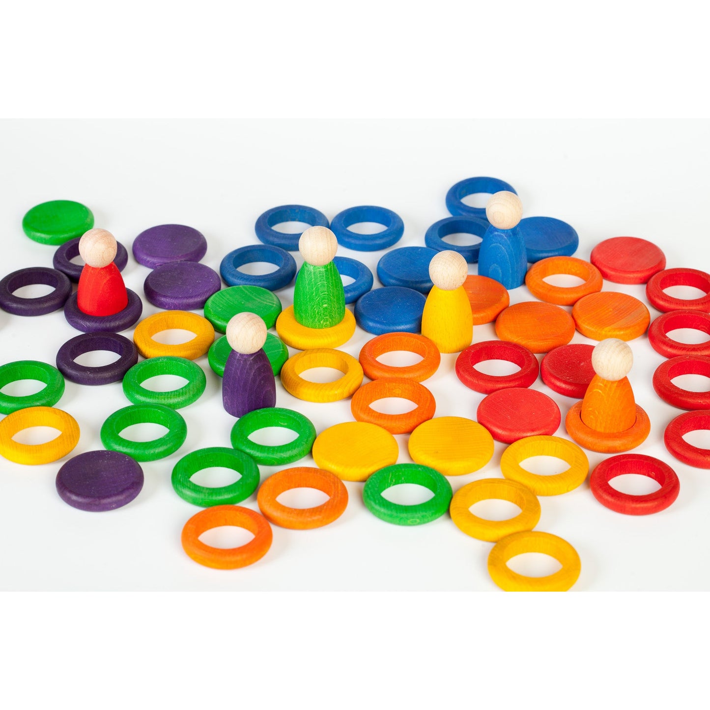 Grapat Wood Coloured Nins, Rings, and Coins