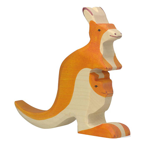 Holztiger Wooden Kangaroo with Young