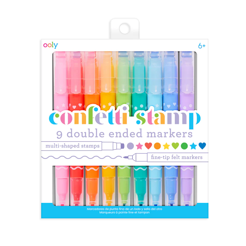 Ooly Confetti Stamp Double Ended Markers - Set of 9