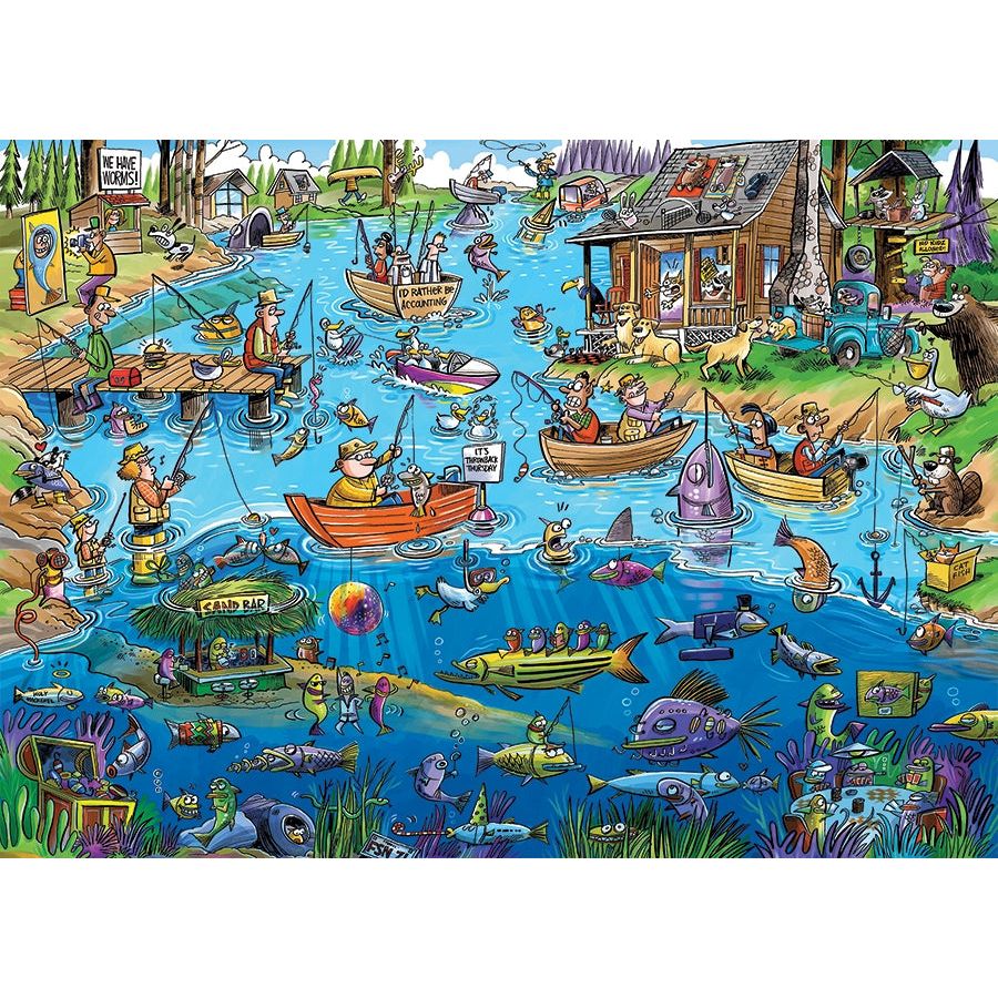 Cobble Hill DoodleTown: Gone Fishing 1000 Piece Puzzle