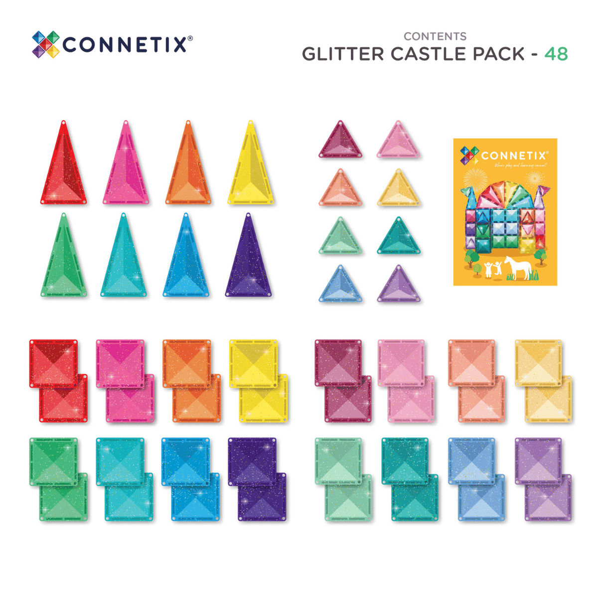 Connetix 48 Piece Glitter Castle Pack