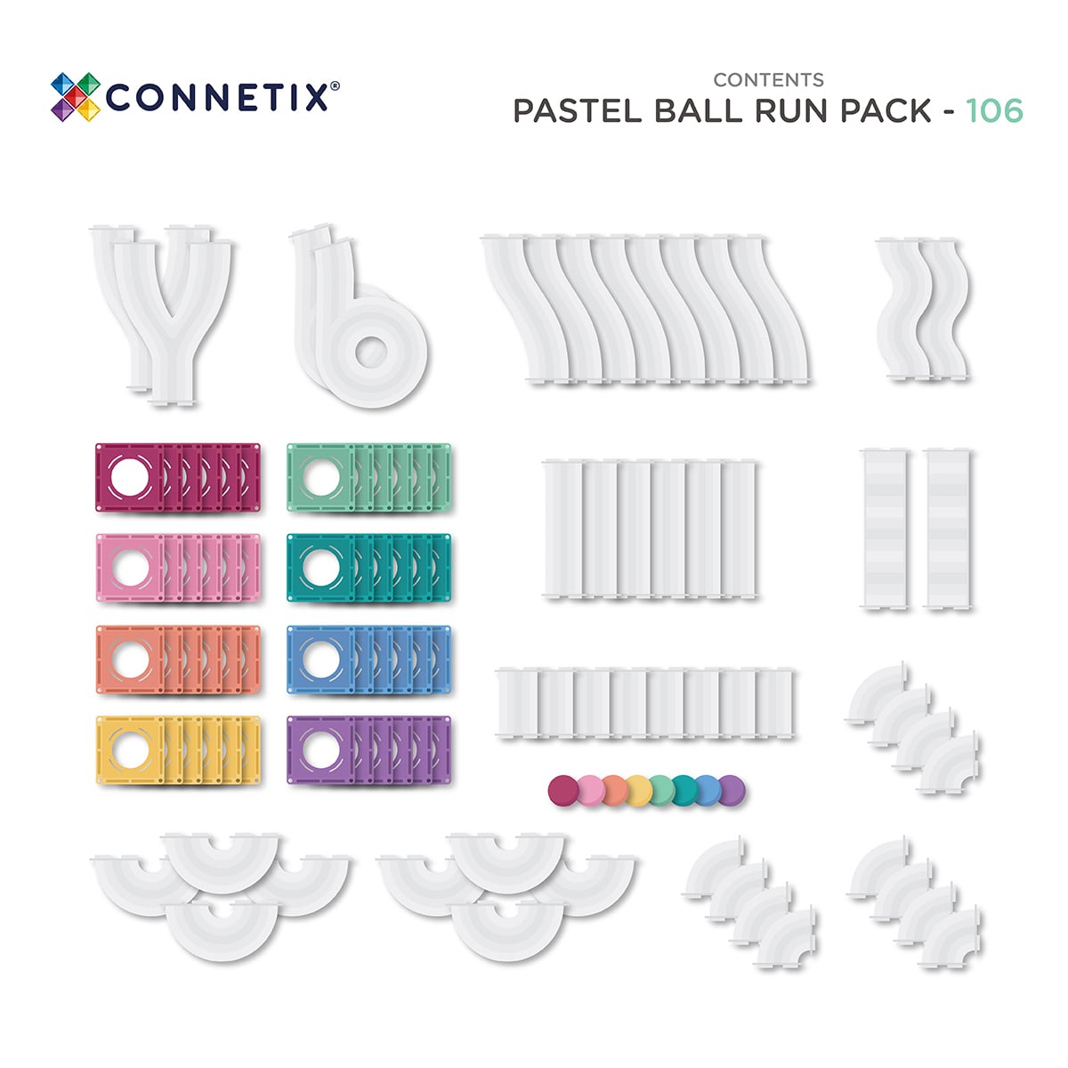 Connetix 106 Piece Pastel Ball Run Set