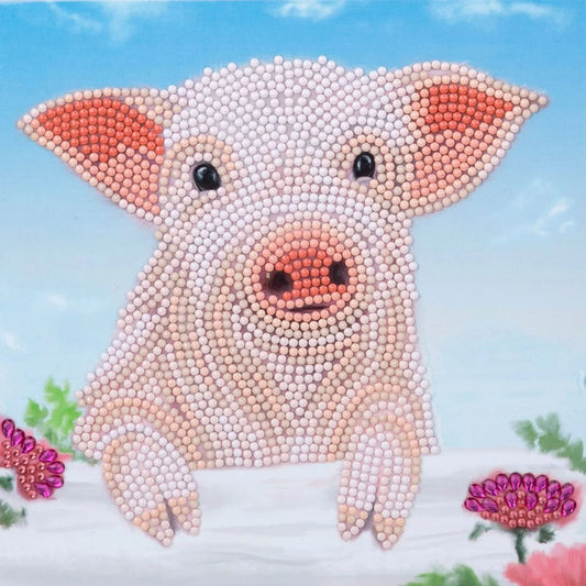 Crystal Art Card - Pig on the Fence