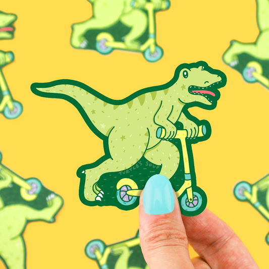 Turtle's Soup Scooter Dinosaur Funny Vinyl Sticker