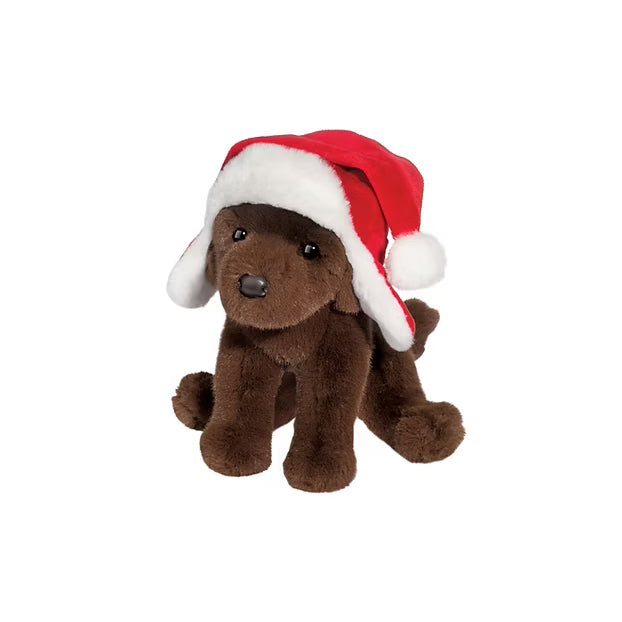 Douglas Zoom Chocolate Lab w/Santa Bomber Hat - 11"