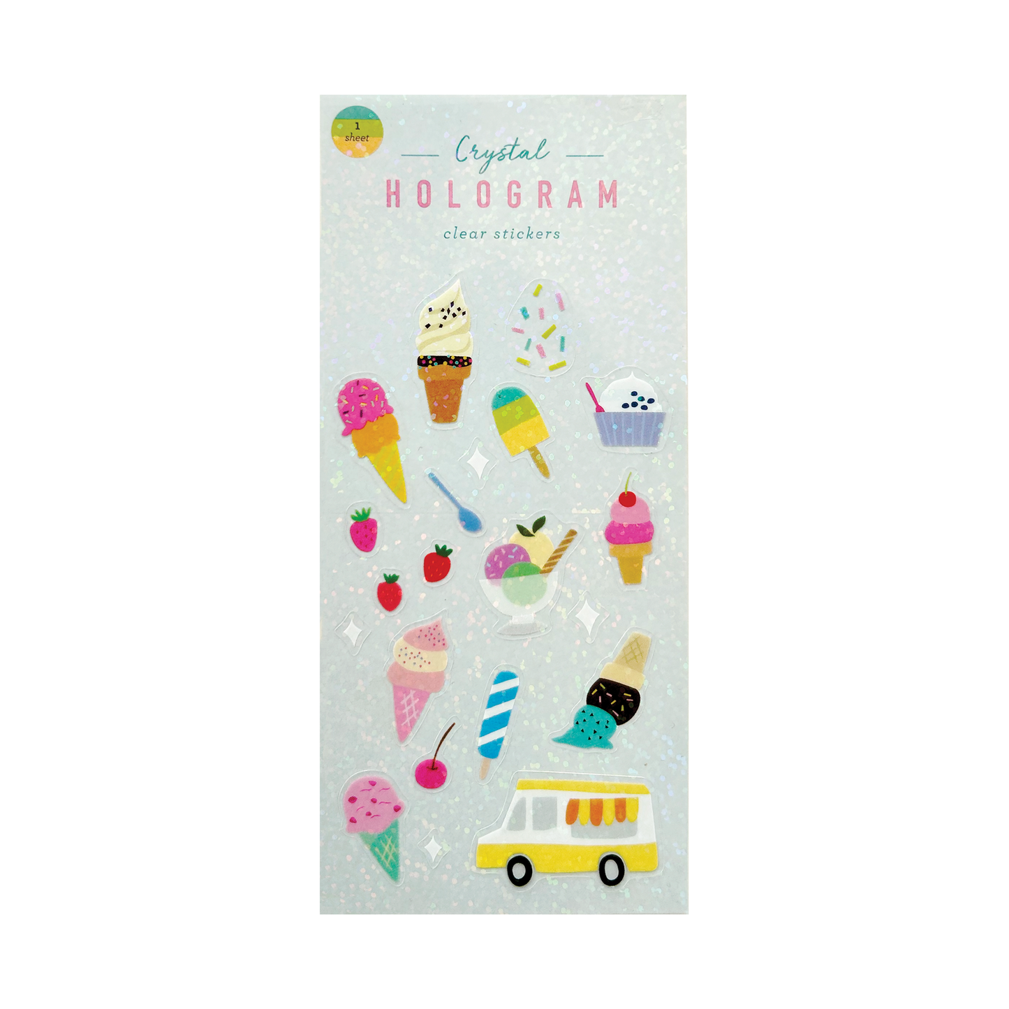 Girl of All Work Ice Cream Truck Crystal Hologram Clear Stickers