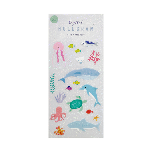 Girl of All Work Ocean Animals Crystal Hologram Clear Stickers