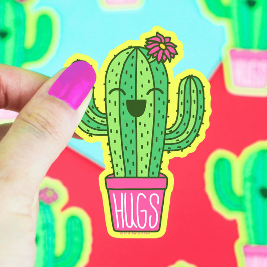 Turtle's Soup Hugs Potted Cacti Vinyl Sticker