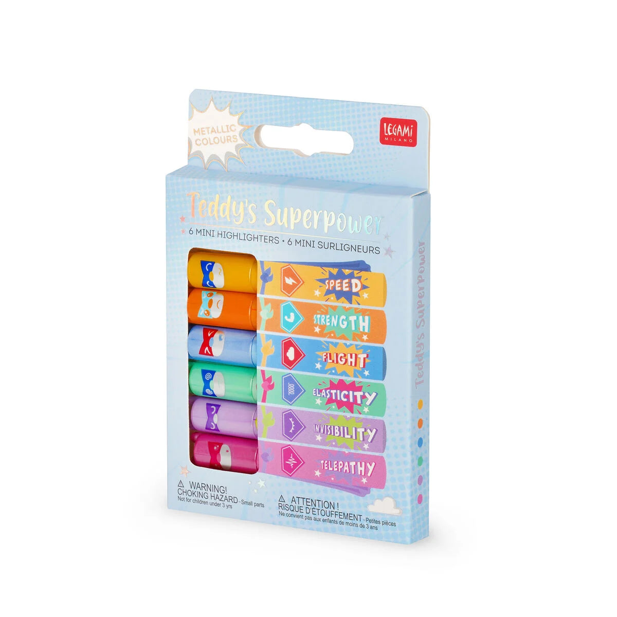 Legami Teddy's Superpower 6 Mini Highlighters
