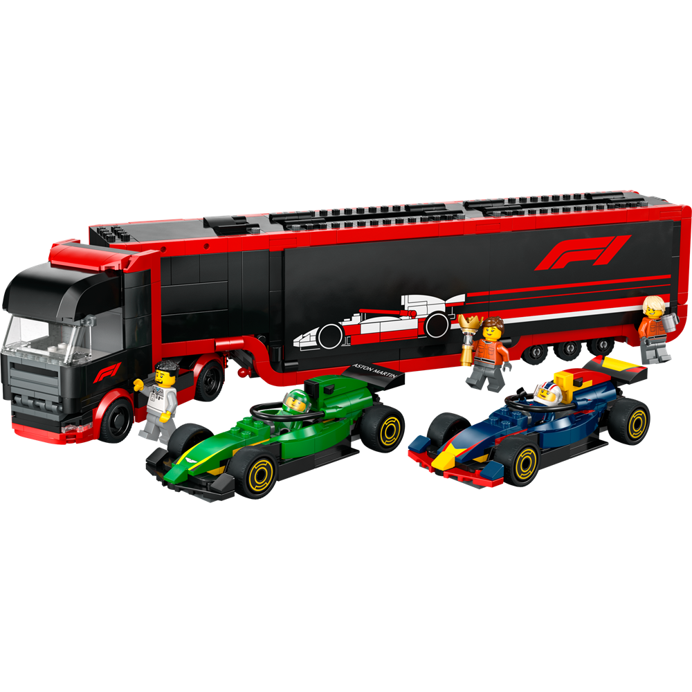 Lego City F1 Truck with RB20 & AMR24 F1 Cars