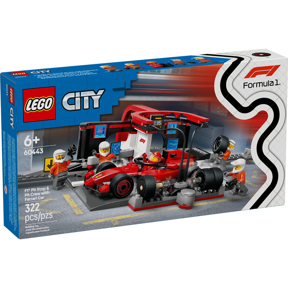 Lego City F1 Pit Stop & Pit Crew with Ferrari Car