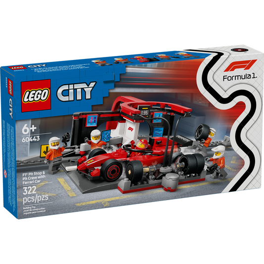 Lego City F1 Pit Stop & Pit Crew with Ferrari Car