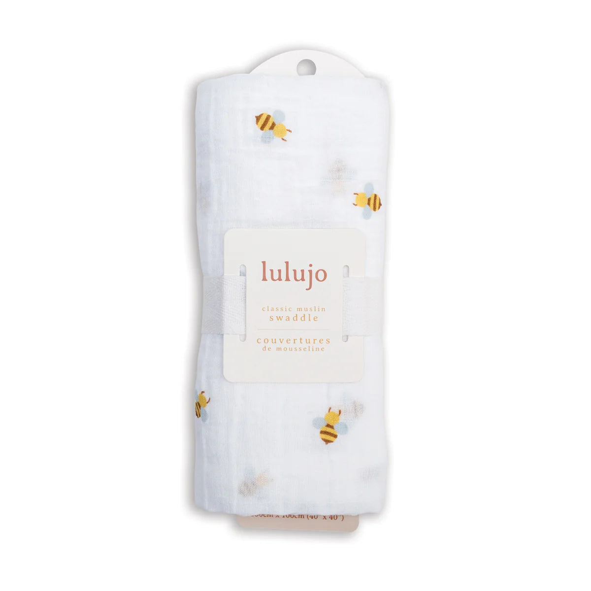 Lulujo Organic Cotton Large Muslin Swaddle Blanket - Bees