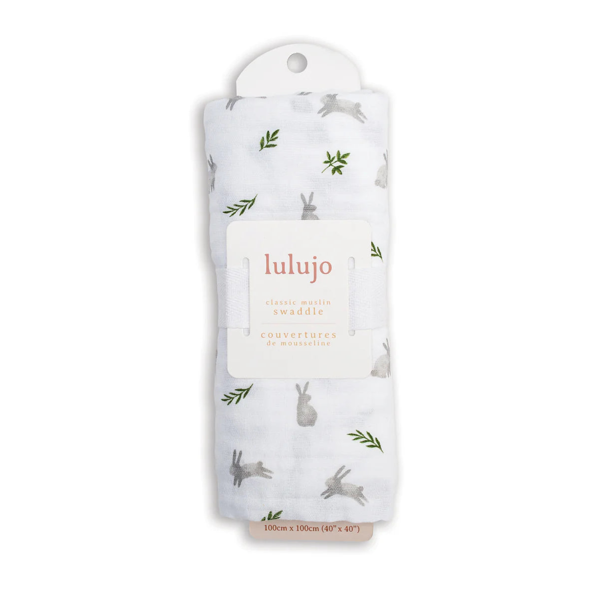 Lulujo Organic Cotton Large Muslin Swaddle Blanket - Bunnies