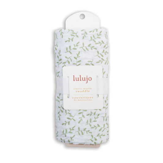 Lulujo Organic Cotton Large Muslin Swaddle Blanket - Greenery