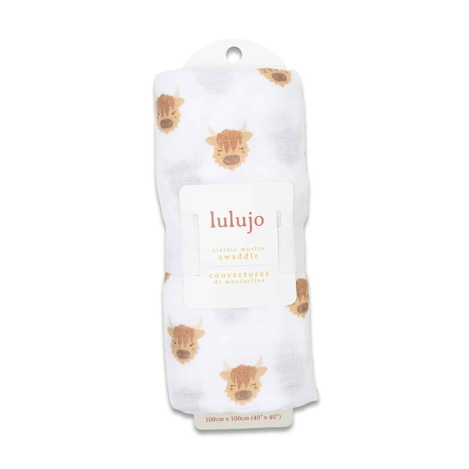 Lulujo Organic Cotton Large Muslin Swaddle Blanket - Highland Cows