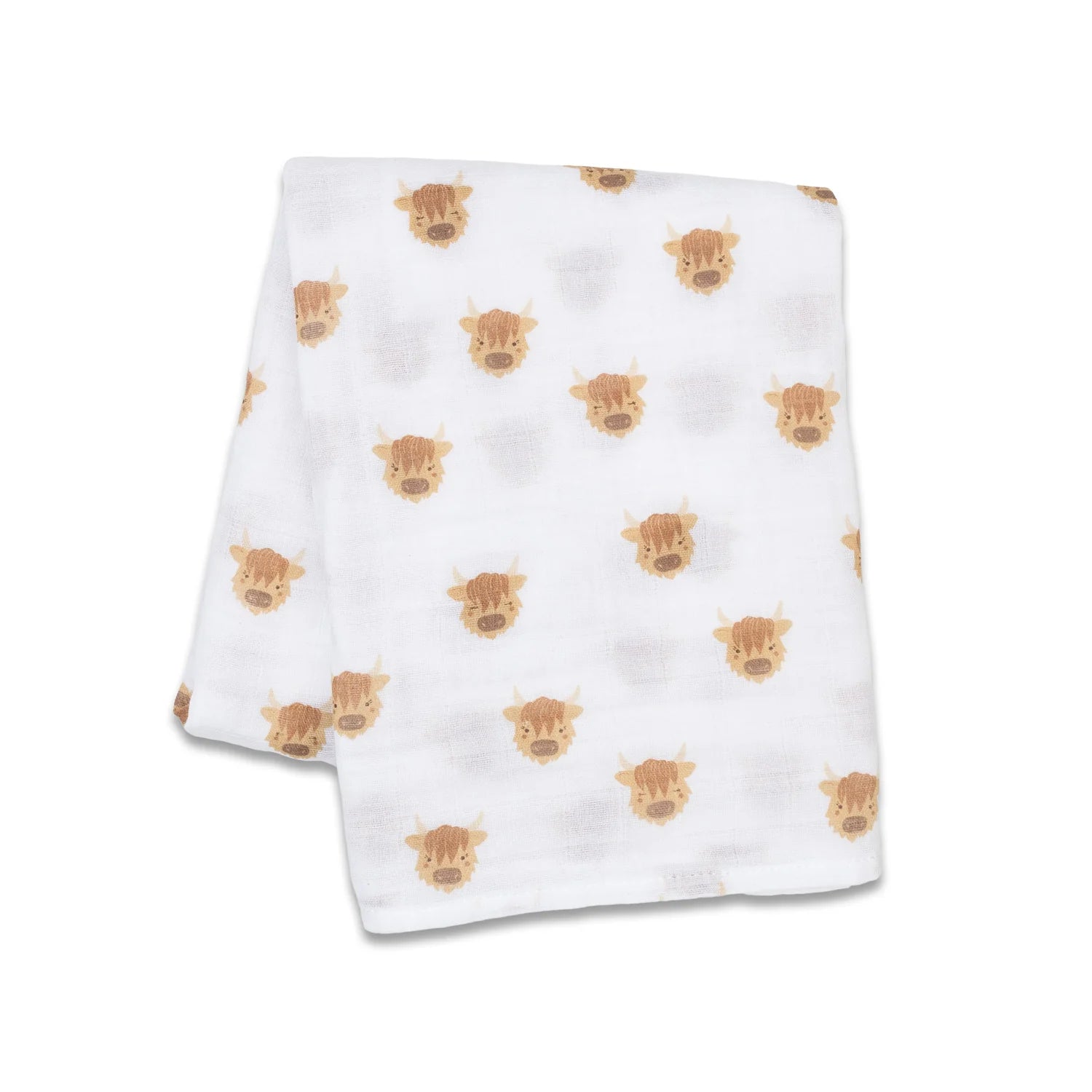 Lulujo Organic Cotton Large Muslin Swaddle Blanket - Highland Cows