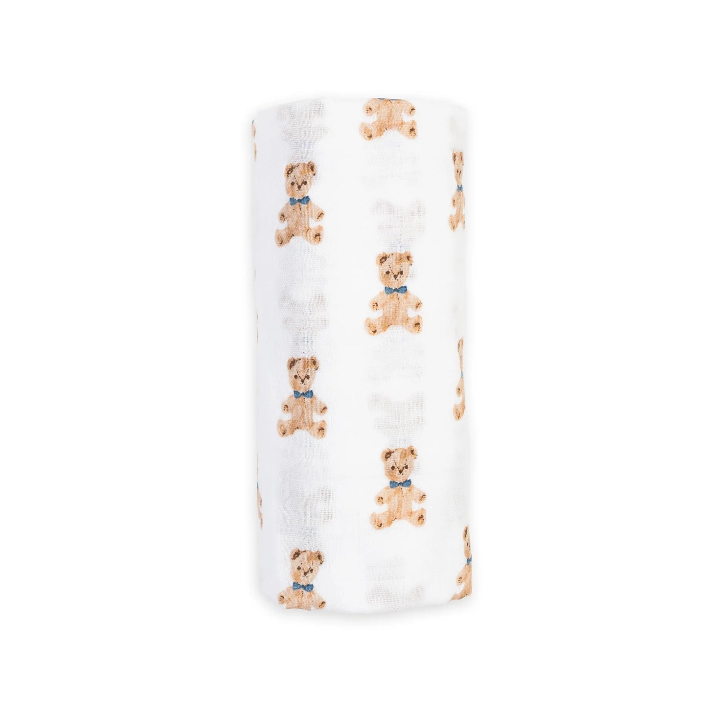 Lulujo Organic Cotton Large Muslin Swaddle Blanket - Vintage Bear