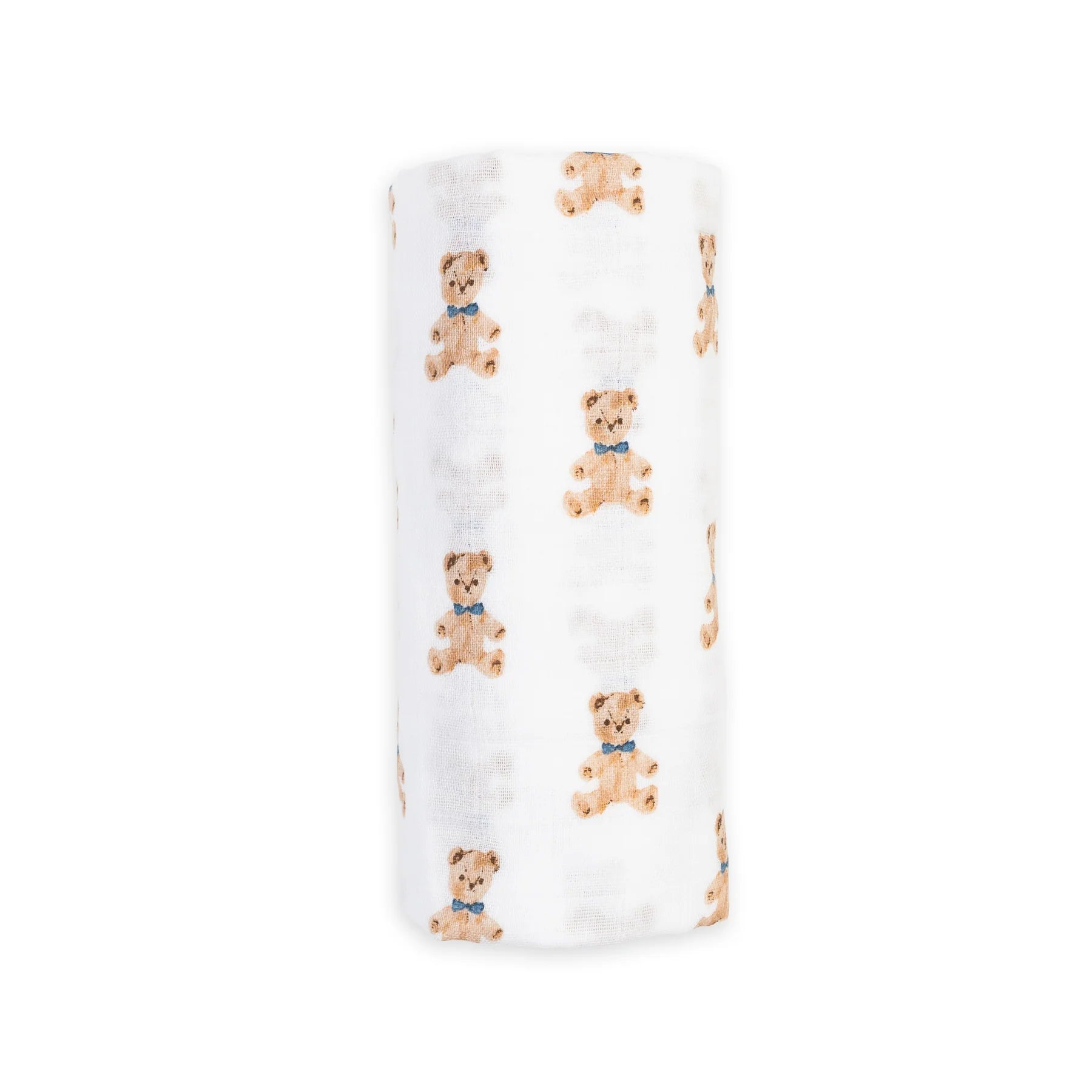 Lulujo Organic Cotton Large Muslin Swaddle Blanket - Vintage Bear