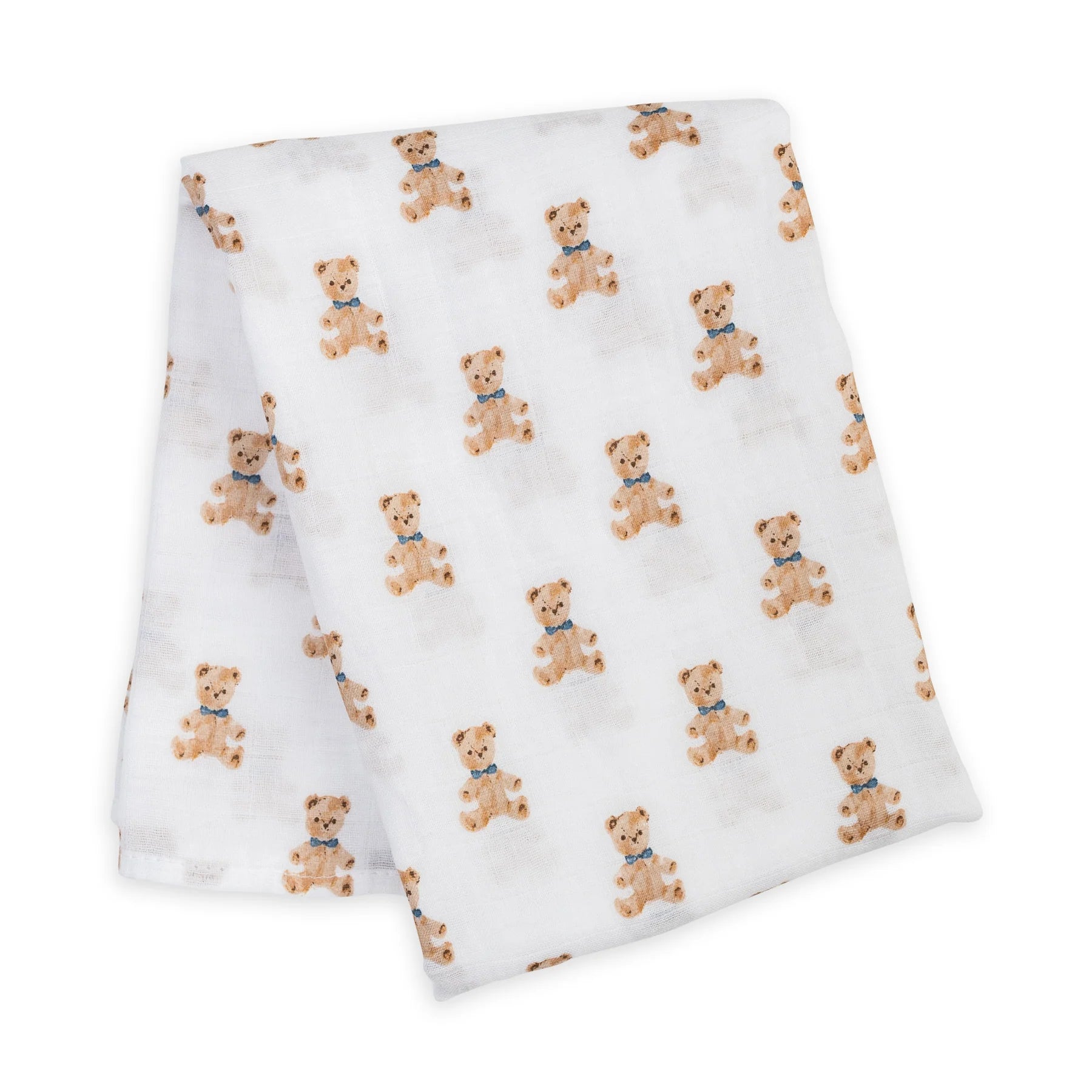 Lulujo Organic Cotton Large Muslin Swaddle Blanket - Vintage Bear