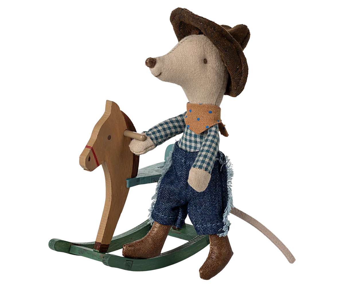 Maileg Cowboy Mouse On Rocking Chair - Little Brother