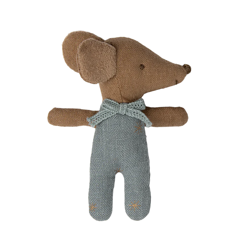 Maileg Sleepy/Wakey Baby Mouse in MatchBox - Blue