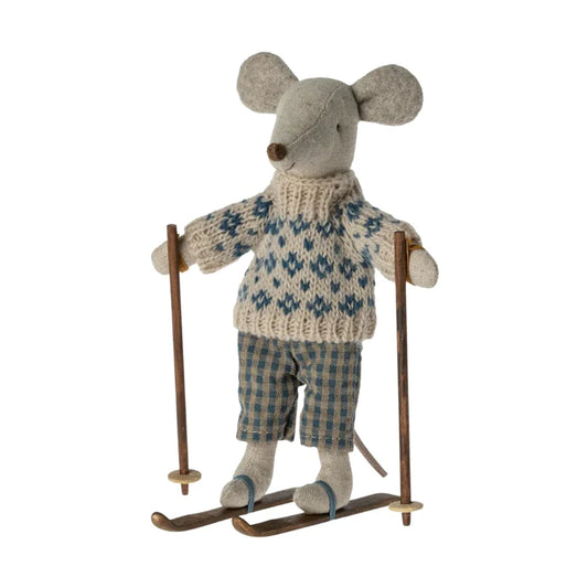 Maileg Winter Dad Mouse with Ski Set