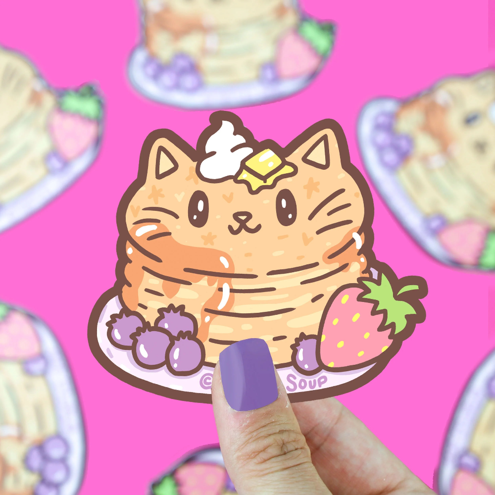 Turtle's Soup Pancake Kitty Vinyl Sticker